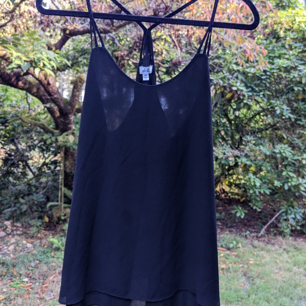 Norah Semi-Sheer Black Tank Top Size M Medium